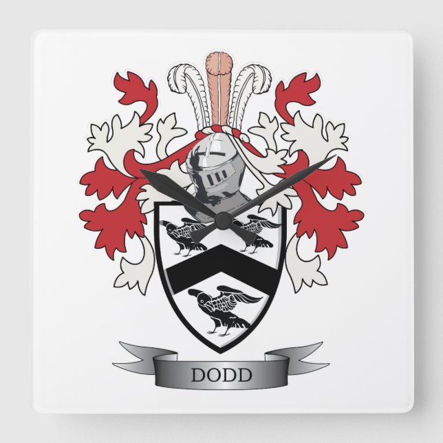 Dodd Family Crest Coat of Arms Square Wall Clock (Front)