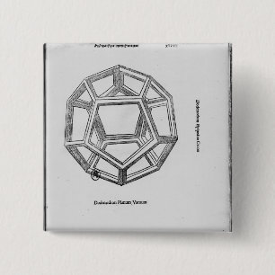 Dodecahedron, from 'De Divina Proportione' 2 Inch Square Button
