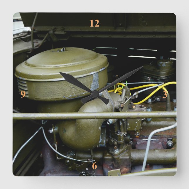 Dodg WC, wartime truck motor. 'Beeps' Square Wall Clock (Front)
