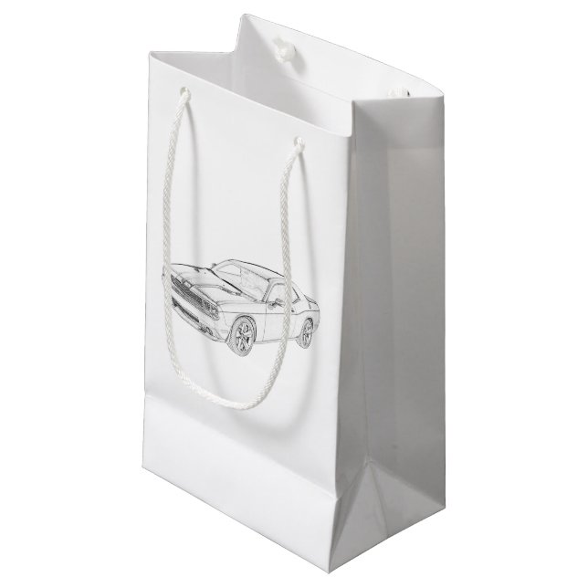 Dodge Challenger Black and White Drawing Gift Bag (Front Angled)