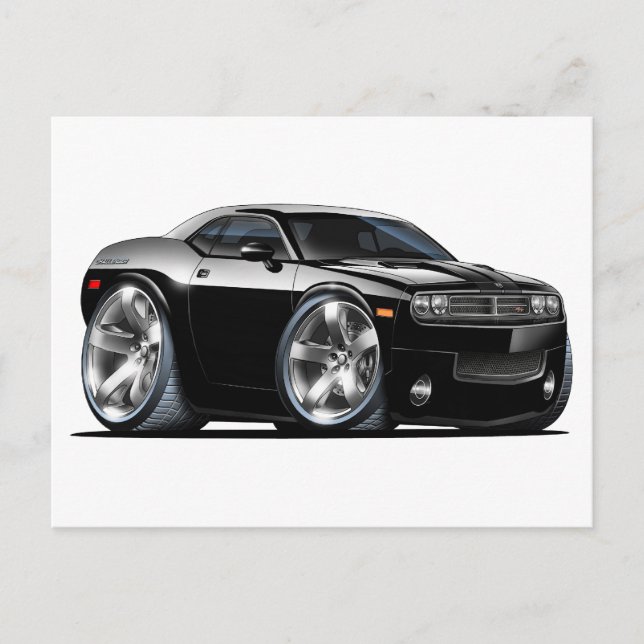 Dodge Challenger Black Car Postcard (Front)