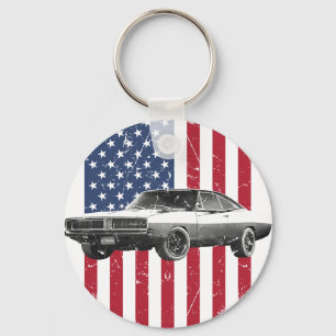 dodge charger american flag keychain