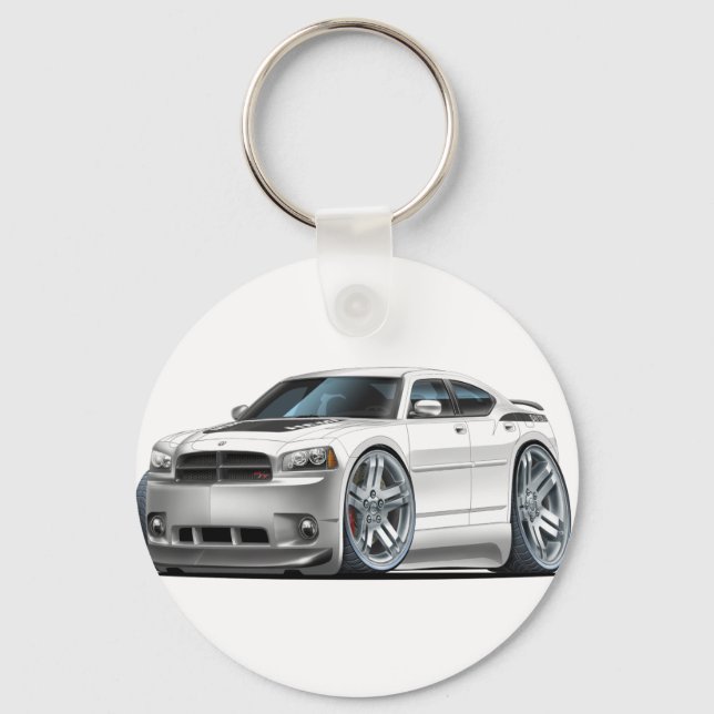 Dodge Charger Daytona White Car Keychain (Front)