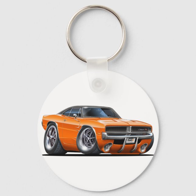 Dodge Charger Orange Car Keychain (Front)