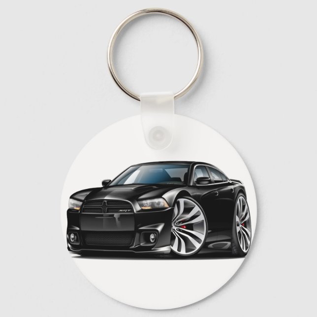 Dodge Charger SRT8 Black Car Keychain (Front)