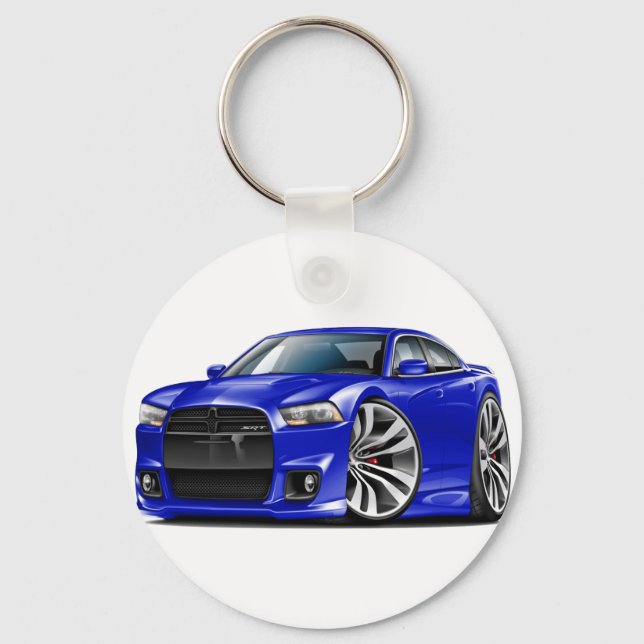 Dodge Charger SRT8 Blue Car Keychain (Front)