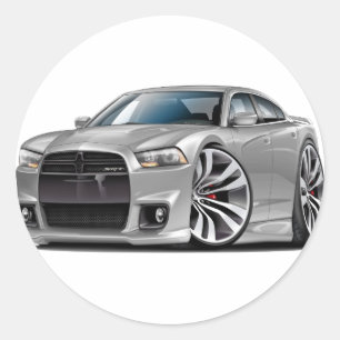 Dodge Charger SRT8 Silver Car Classic Round Sticker