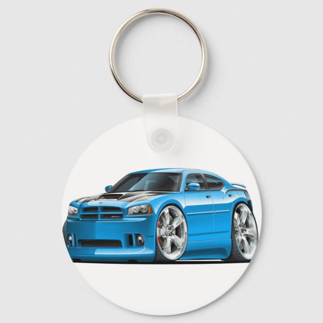 Dodge Charger Super Bee Blue Car Keychain (Front)