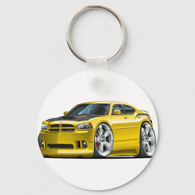Dodge Charger Super Bee Yellow Car Keychain (Front)