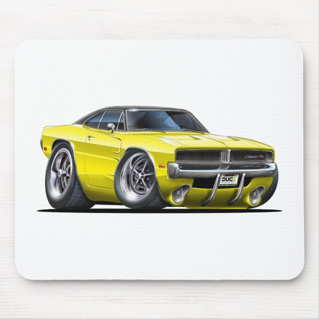 Dodge Charger Yellow Car Mouse Pad (Front)