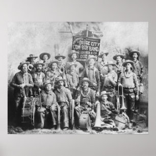 Dodge City Cow-Boy Band with Instruments Poster