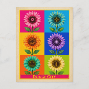 Dodge City Postcard Kansas Sunflower Vintage