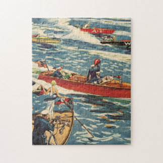 Dodge Motor Speed Boat Vintage Antique Row Ocean Jigsaw Puzzle