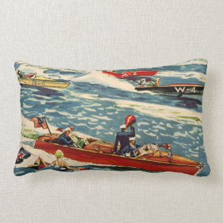 Dodge Motor Speed Boat Vintage Antique Row Ocean Lumbar Pillow