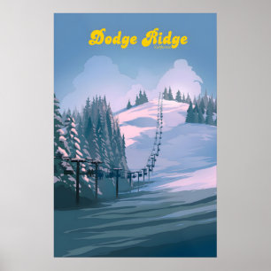 Dodge Ridge California Ski Resort Travel Poster