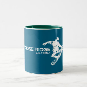 Dodge Ridge Mountain Resort California Snowboarder Two-Tone Coffee Mug
