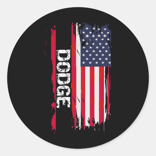 Dodge Usa Flag  Classic Round Sticker (Front)
