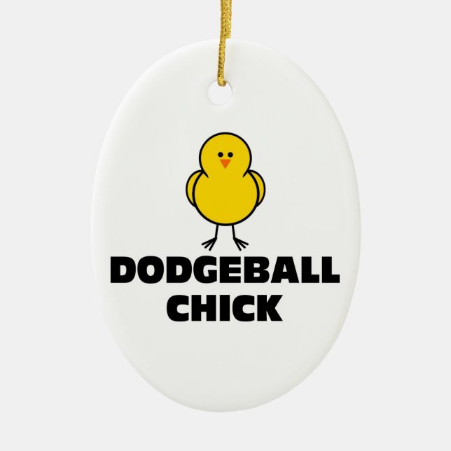 Dodgeball Chick Ceramic Ornament (Front)