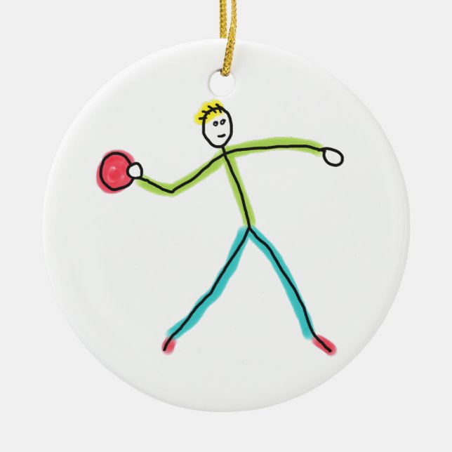 Dodgeball Stickman Ceramic Ornament (Front)