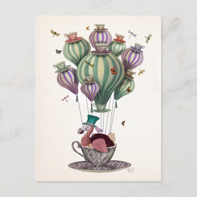 Dodo Balloon with Dragonflies Postcard (Front)