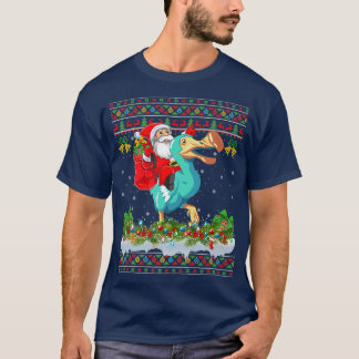 Dodo Bird Xmas Pajama Ugly Santa Riding Dodo Chris T-Shirt