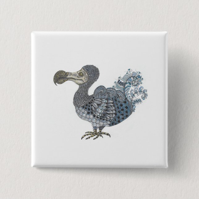 Dodo extinct bird  2 inch square button (Front)