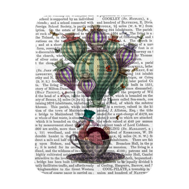 Dodo in Teacup with Dragonflies Magnet (Vertical)