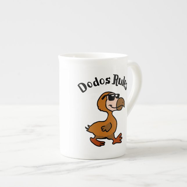 Dodo rules | choose background colour bone china mug (Front Right)