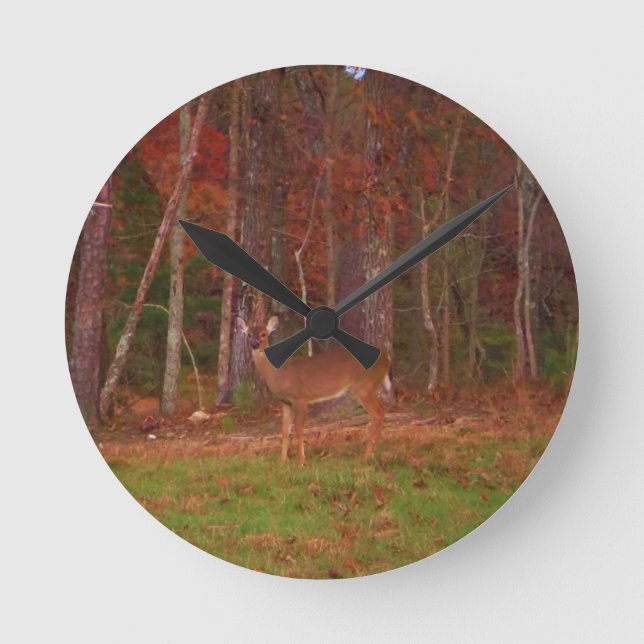 Doe a Deer in Lake Arrowhead Round Clock (Front)
