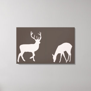 Doe and Buck Deer Couple Woodland Forest Canvas Print