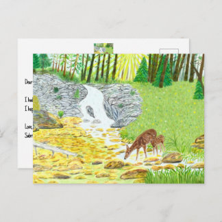 Doe and Deer Postcard