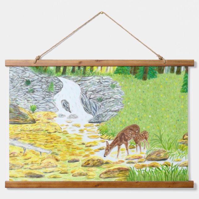 Doe and Fawn Hanging Tapestry (Front)