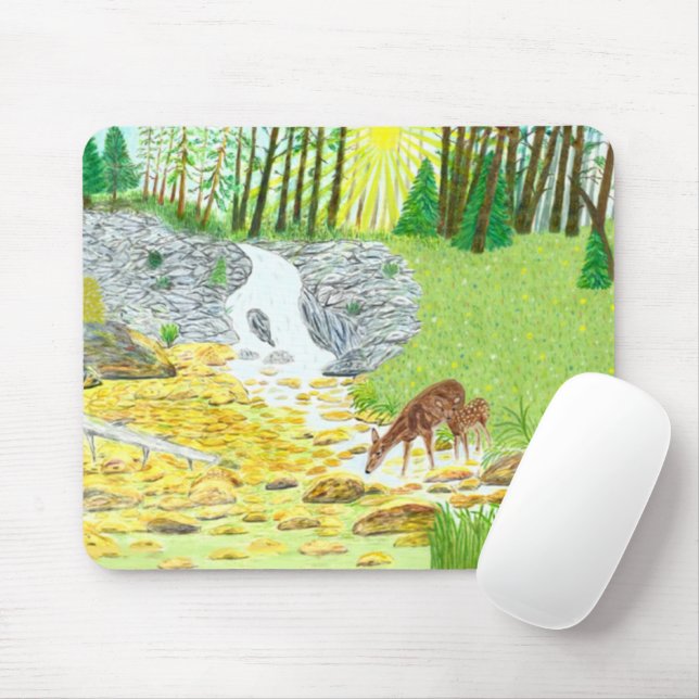 Doe and Fawn Mouse Pad (With Mouse)