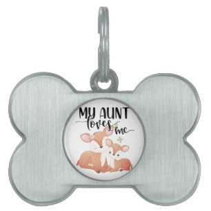 Doe and Fawn My Aunt Loves Me Pet ID Tag