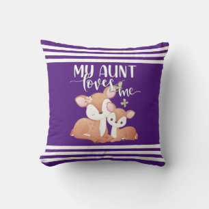 Doe and Fawn My Aunt Loves Me Throw Pillow