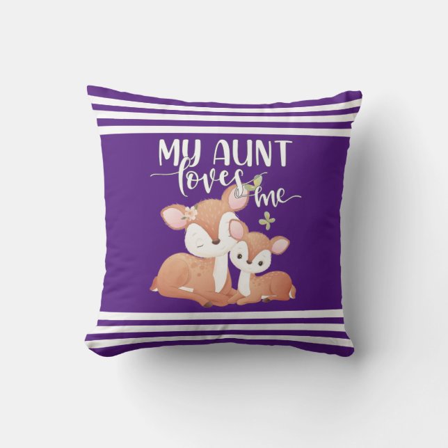 Doe and Fawn My Aunt Loves Me Throw Pillow (Front)
