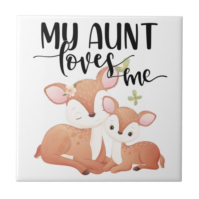 Doe and Fawn My Aunt Loves Me Tile (Front)
