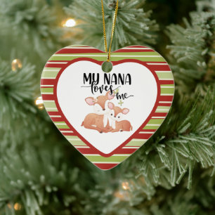 Doe and Fawn My Nana Loves Me Ceramic Ornament