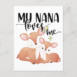 Doe and Fawn My Nana Loves Me Postcard