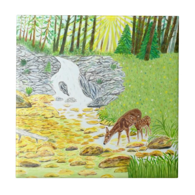 Doe and Fawn Tile (Front)