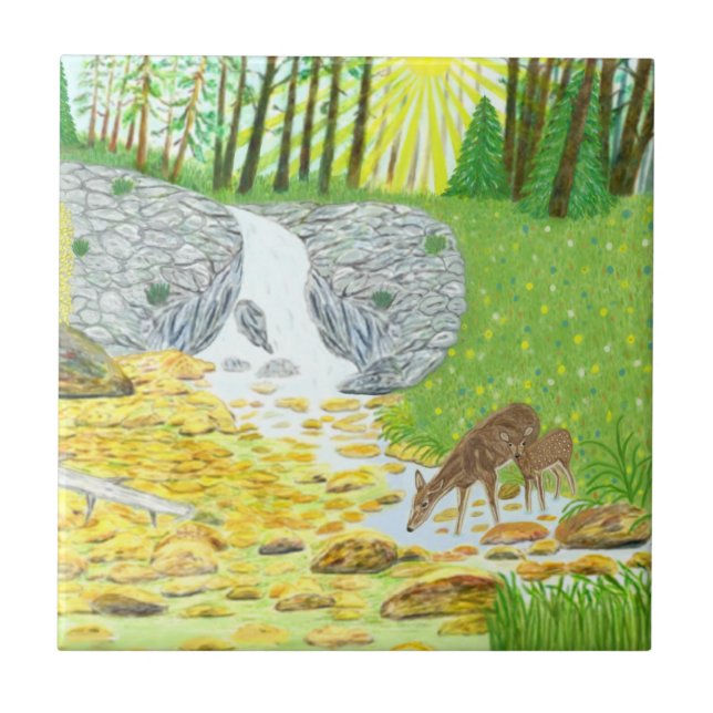 Doe and Fawn Tile (Front)