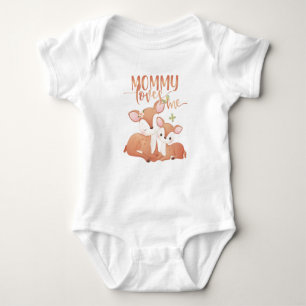 Doe Deer and Fawn Mommy Loves Me Baby Bodysuit