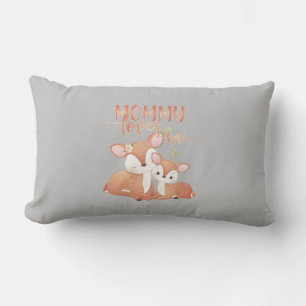 Doe Deer and Fawn Mommy Loves Me Lumbar Pillow
