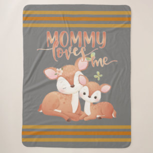 Doe Deer and Fawn Mommy Loves Me Sherpa Blanket