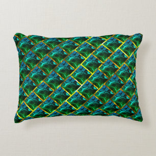 Does Green look emeralda, under a golden grid? Accent Pillow