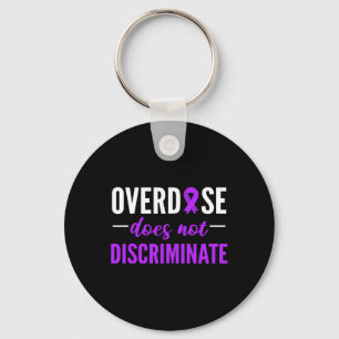 Does Not Discriminate Purple Ribbon Design Quote Keychain