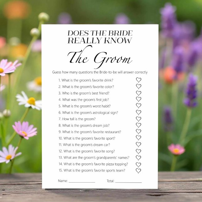 Does The Bride Really Know The Groom Game Card (Creator Uploaded)