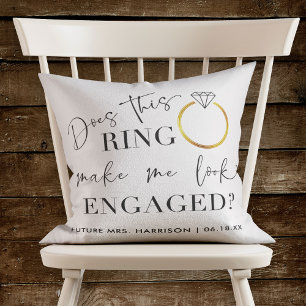 DOES THIS RING Make Me Look Engaged Photo Script Throw Pillow