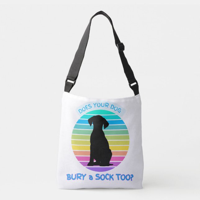 Does Your Dog Bury a Sock Too - Retro Sunset white Crossbody Bag (Front)