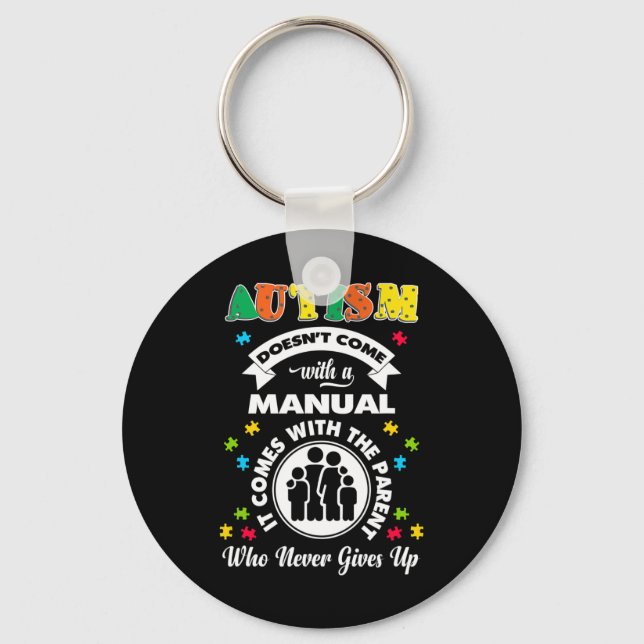 Doesnt Come With A Manual Puzzle Cool Autism Aware Keychain (Front)